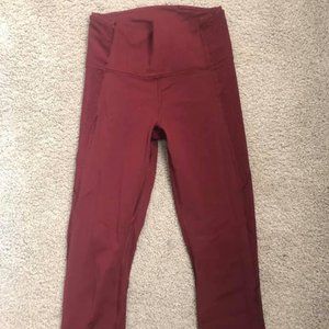 Lululemon Dark Red High Rise Crop Legging